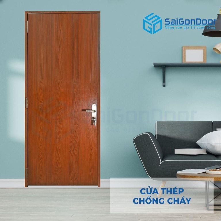 Cửa ngăn cháy thép P1 vân gỗ SGD Cửa ngăn cháy thép P1 vân gỗ SGD
