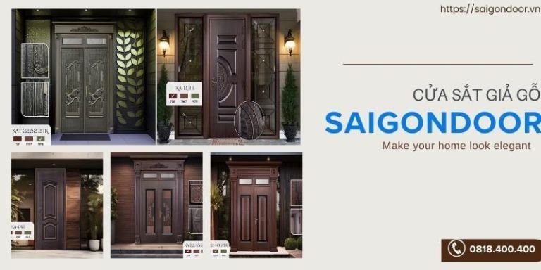 20+ Mẫu Cửa Sắt Giả Gỗ Đẹp Chất Lượng - Giá Xưởng Mới Nhất 22 Dùng làm cửa đi chính của tòa nhà