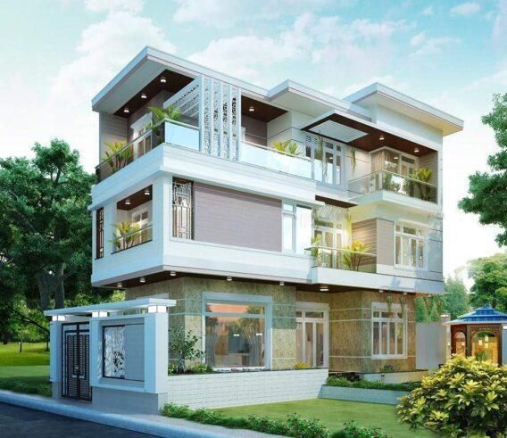 50+ Mẫu thiết kế nhà 3 tầng đẹp được ưa chuộng nhất hiện nay 20 Thiết kế nhà 3 tầng 2 mặt tiền