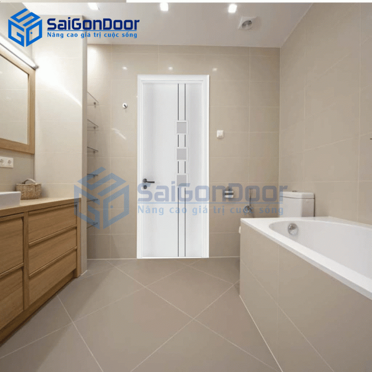 Khi chọn cửa nhà vệ sinh nên chọn cửa có khả năng cách âm tốt Thiết kế cửa nhà vệ sinh đẹp và tiện nghi
