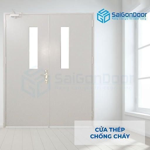 Mẫu cửa thép chống cháy chung cư 2 ô kính 1 tay co thủy lực - Thiết kế hiện đại kết hợp với tính năng an toàn và tiện ích Mẫu cửa thép chống cháy chung cư 2 ô kính 1 tay co thủy lực - Thiết kế hiện đại kết hợp với tính năng an toàn và tiện ích