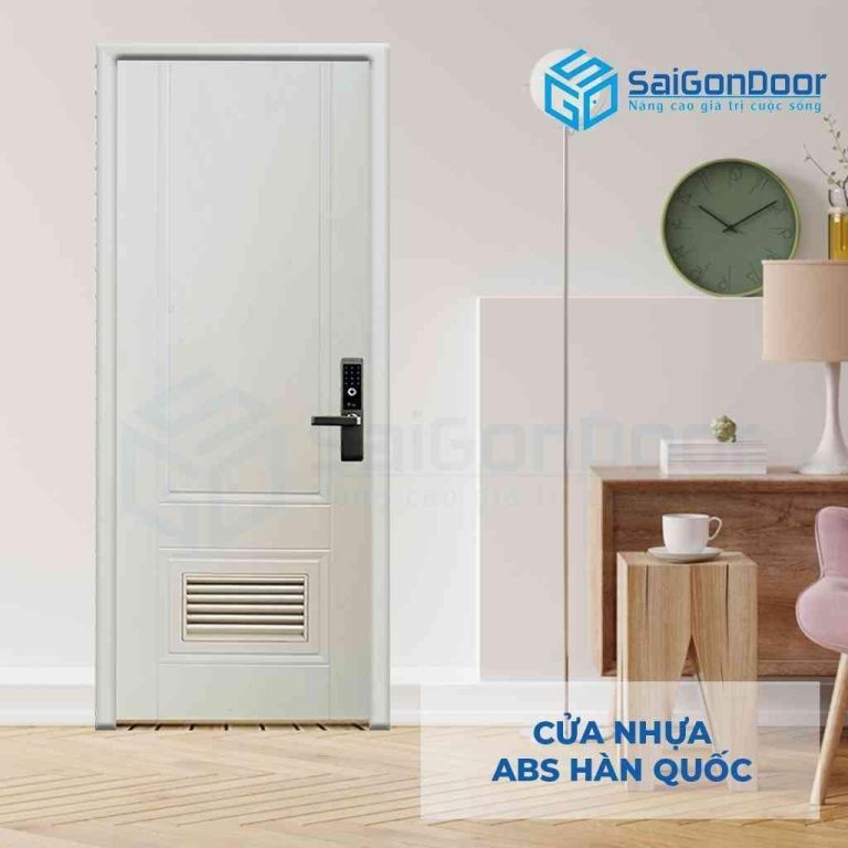 Cửa nhựa với thiết kế cánh chớp màu trắng các mẫu cửa nhựa giả gỗ