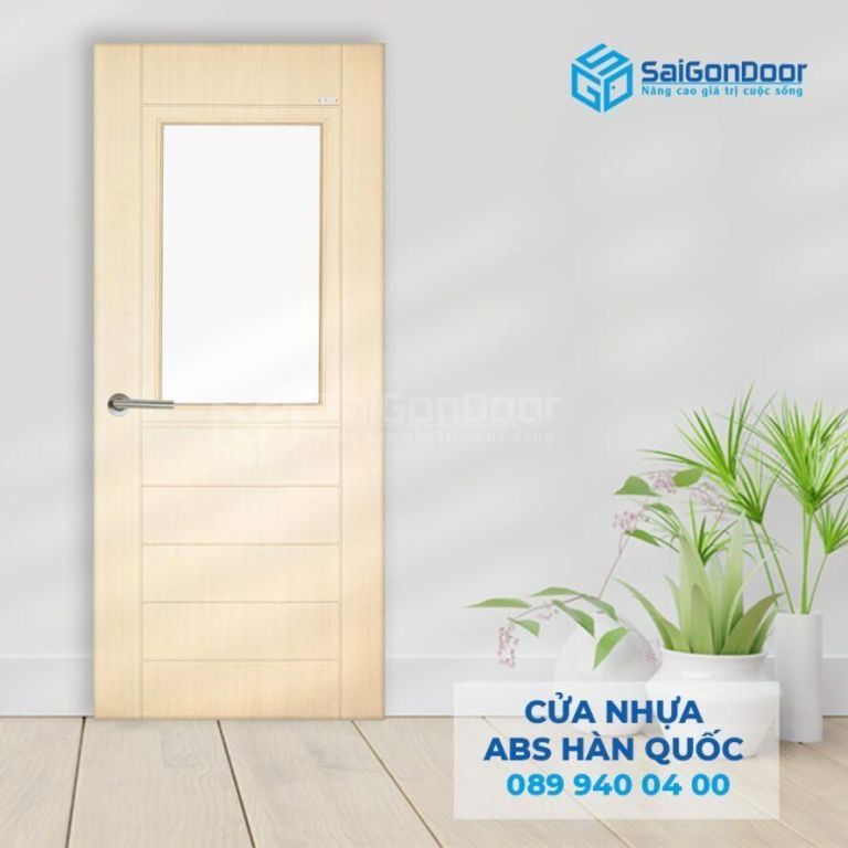 Mẫu cửa nhựa giả gỗ với cánh kính màu vàng các mẫu cửa nhựa giả gỗ