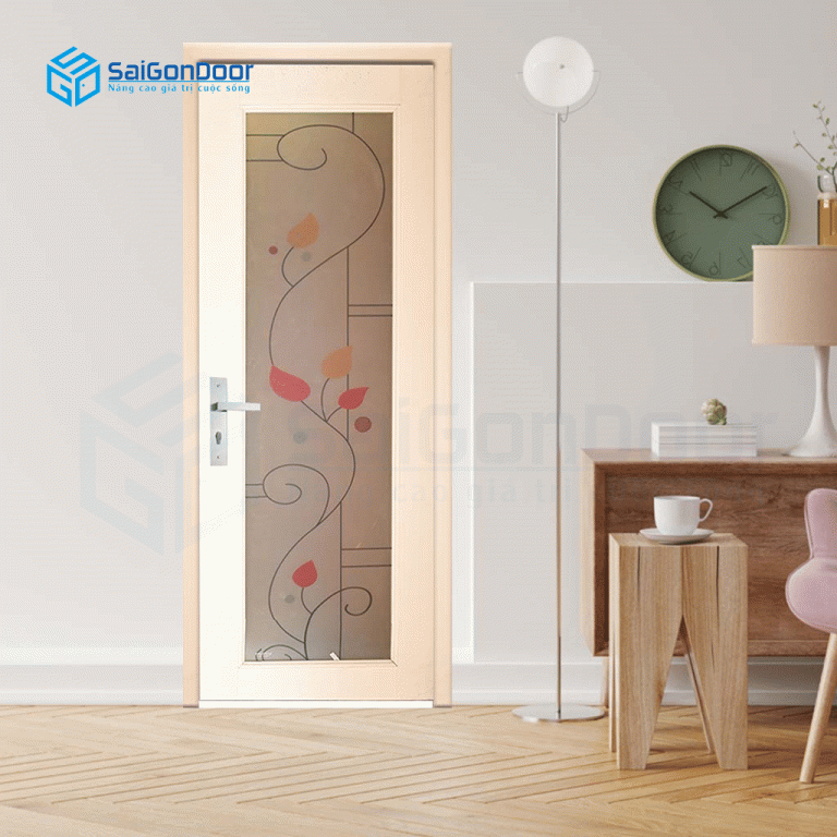 Mẫu cửa nhựa cánh kính Cửa nhựa vân gỗ phòng ngủ
