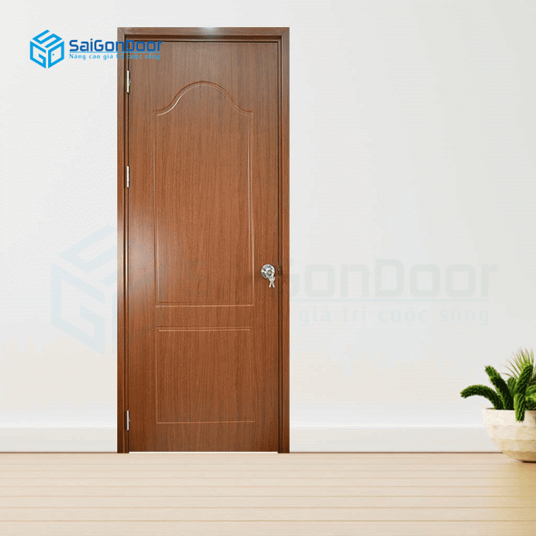 Mẫu cửa phòng ngủ nhựa vân gỗ gụ Cửa nhựa vân gỗ phòng ngủ