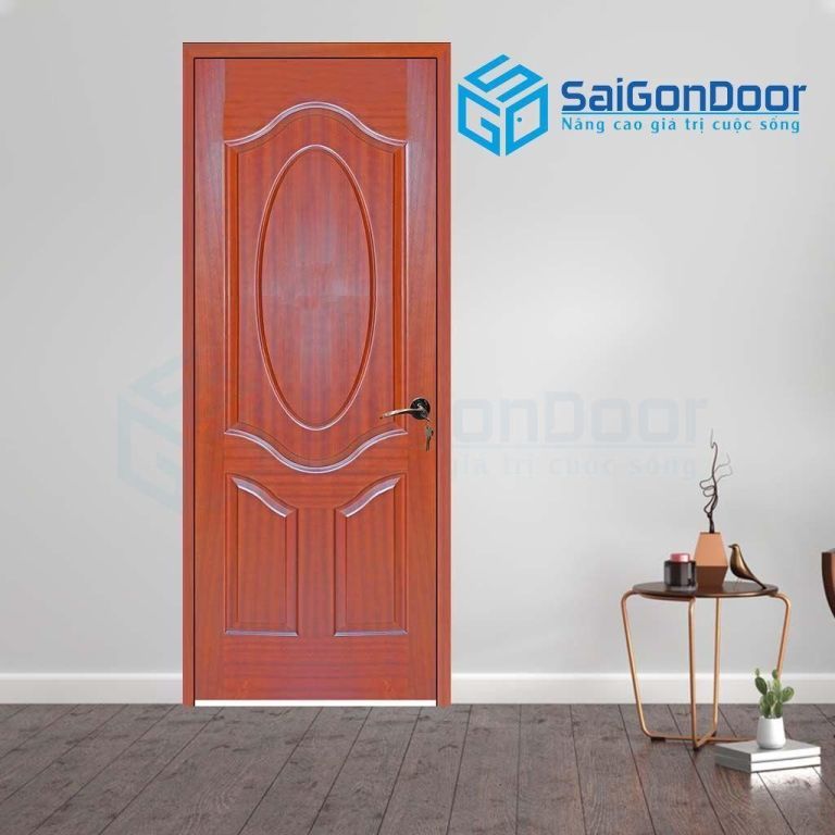 Mẫu cửa phòng ngủ hình bầu dục Cửa nhựa vân gỗ phòng ngủ