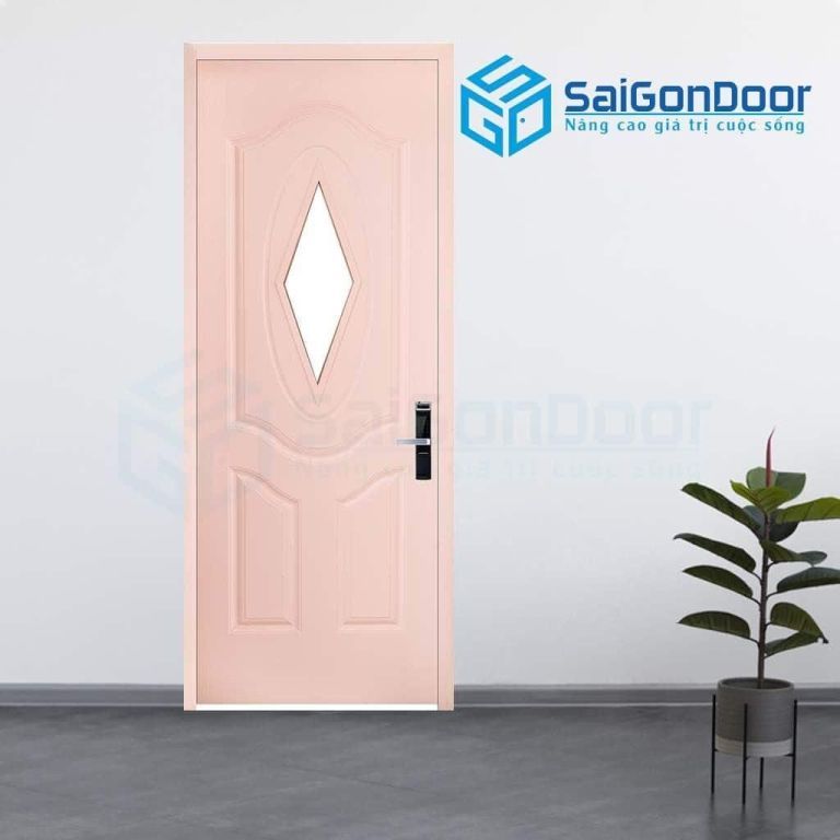 Mẫu cửa phòng ngủ vân gỗ màu hồng Cửa nhựa vân gỗ phòng ngủ