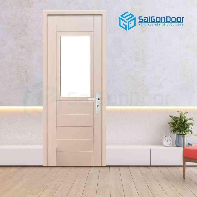 Mẫu cửa nhựa nhà vệ sinh fix ô kính trắng Mẫu cửa nhựa cao cấp nhà vệ sinh