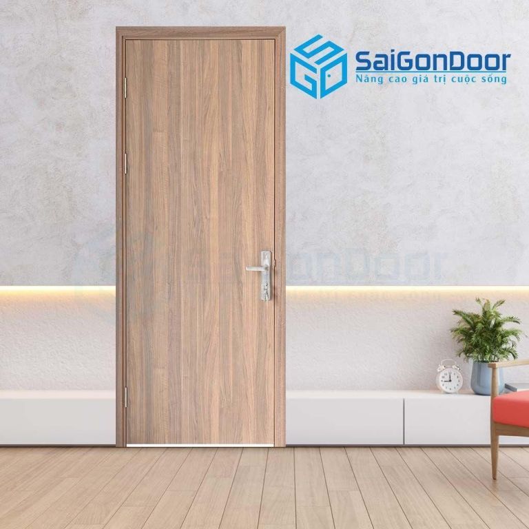 Mẫu cửa phòng ngủ cánh trơn vân gỗ Mẫu cửa phòng ngủ cánh trơn vân gỗ