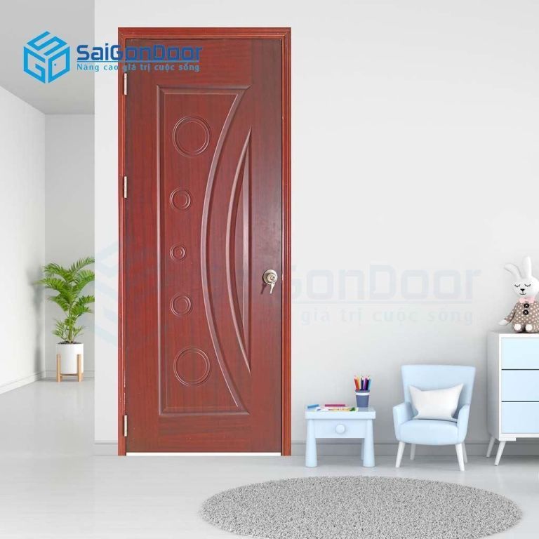 Mẫu cửa gỗ phòng ngủ màu đỏ tinh tế Mẫu cửa gỗ phòng ngủ màu đỏ tinh tế