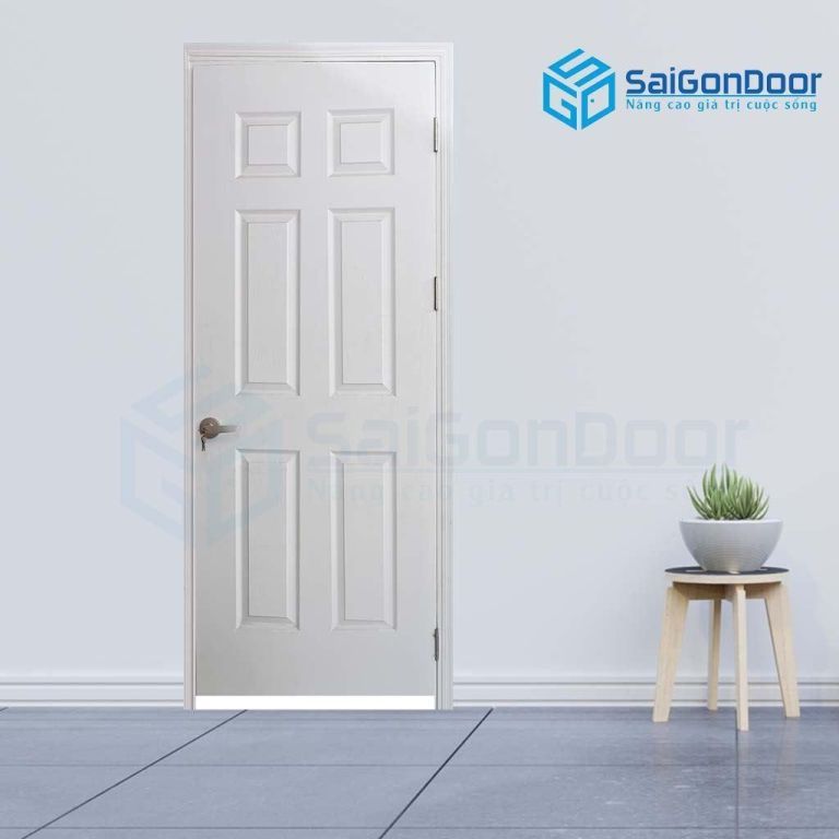 Mẫu cửa gỗ màu trắng chia ô đối xứng Các dạng cửa gỗ cao cấp