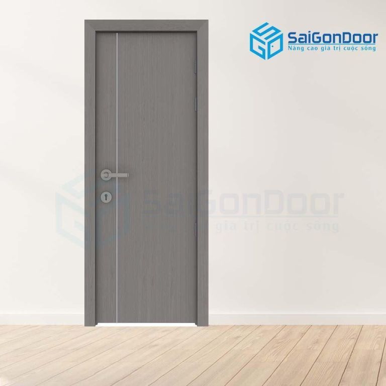 Mẫu cửa gỗ màu xám kết hợp đường chỉ phào Các dạng cửa gỗ cao cấp