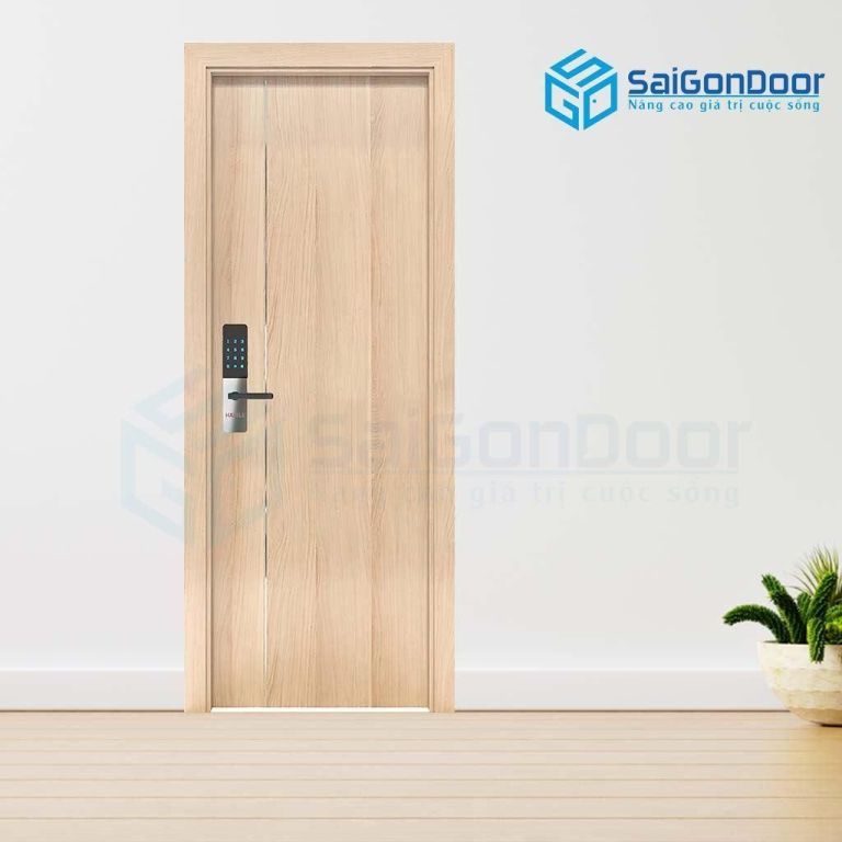 Mẫu cửa được thiết kế cùng với cửa khóa vân tay Các dạng cửa gỗ cao cấp