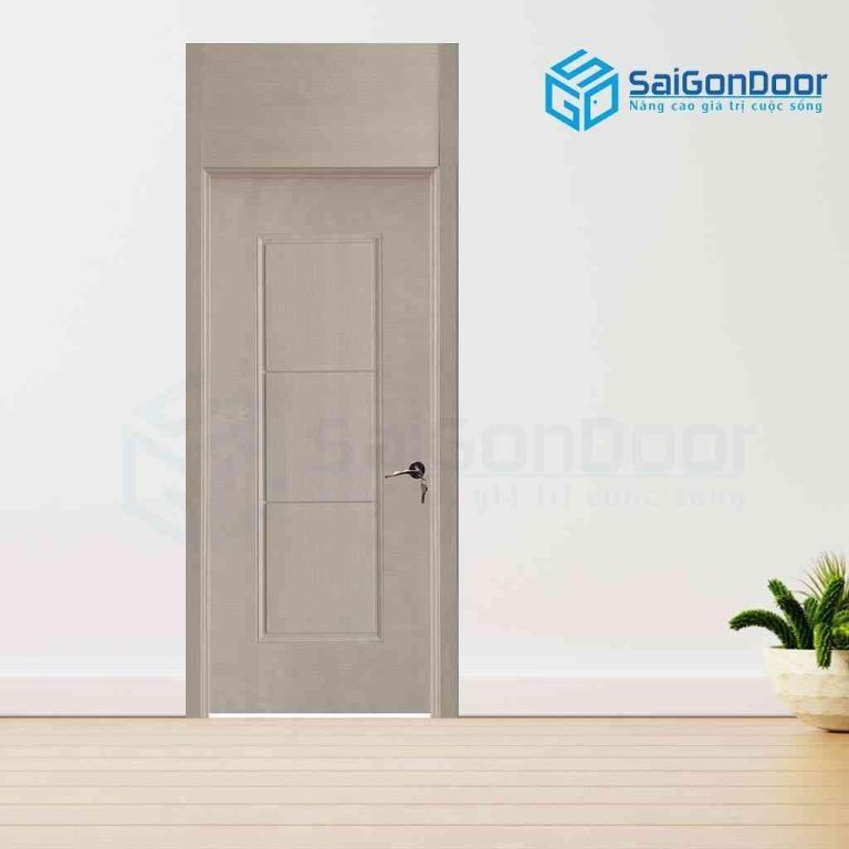 Mẫu cửa gỗ 1 cánh phòng ngủ màu xám hiện đại Mẫu cửa gỗ 1 cánh phòng ngủ màu xám hiện đại