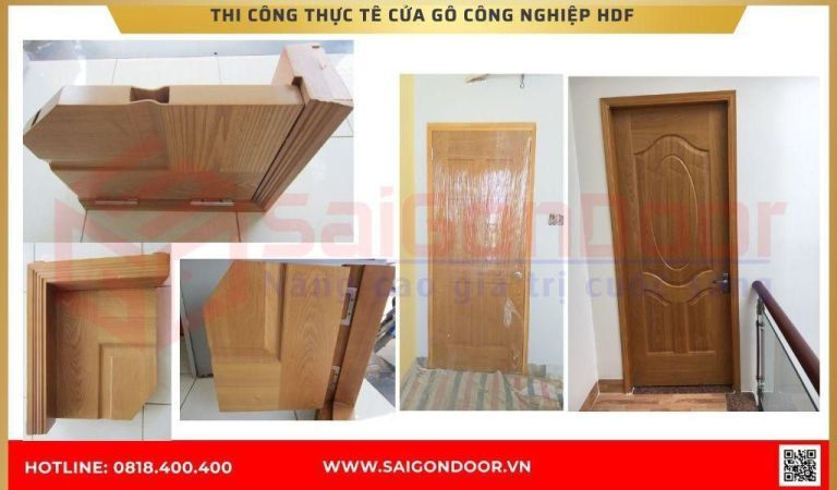 Hình ảnh thi công thực tế Cửa Gỗ Công Nghiệp HDF Bình Phước Hình ảnh thi công thực tế Cửa Gỗ Công Nghiệp HDF Bình Phước