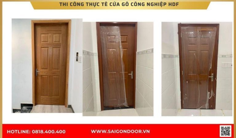 Hình ảnh thi công thực tế Cửa Gỗ Công Nghiệp HDF Bình Phước Hình ảnh thi công thực tế Cửa Gỗ Công Nghiệp HDF Bình Phước
