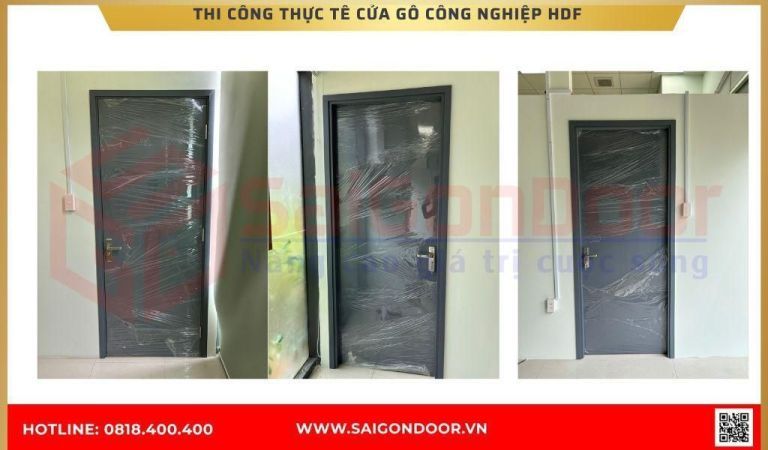 Hình ảnh thi công thực tế Cửa Gỗ Công Nghiệp HDF Bình Phước Hình ảnh thi công thực tế Cửa Gỗ Công Nghiệp HDF Bình Phước