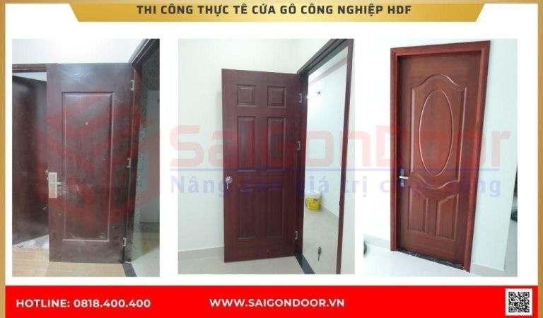 Hình ảnh thi công thực tế Cửa Gỗ Công Nghiệp HDF Bình Phước Hình ảnh thi công thực tế Cửa Gỗ Công Nghiệp HDF Bình Phước