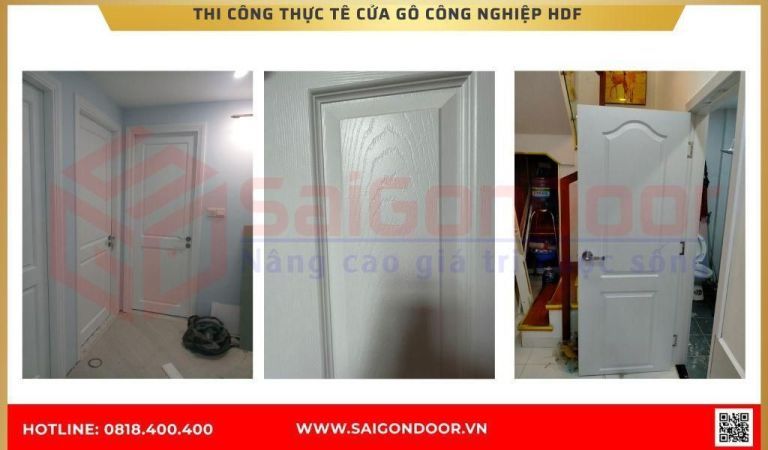 Hình ảnh thi công thực tế cửa gỗ công nghiệp HDF An Giang Hình ảnh thi công thực tế cửa gỗ công nghiệp HDF