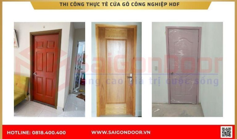 Hình ảnh thi công thực tế cửa gỗ công nghiệp HDF An Giang Hình ảnh thi công thực tế cửa gỗ công nghiệp HDF
