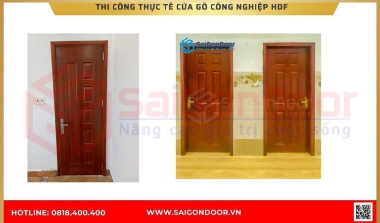 Hình ảnh thi công thực tế cửa gỗ công nghiệp HDF An Giang Hình ảnh thi công thực tế cửa gỗ công nghiệp HDF