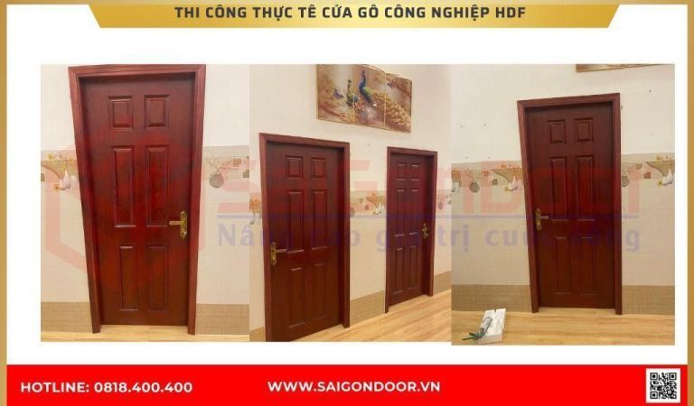 Hình ảnh thi công thực tế cửa gỗ công nghiệp HDF An Giang Hình ảnh thi công thực tế cửa gỗ công nghiệp HDF