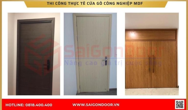 Hình ảnh thi công thực tế cửa gỗ công nghiệp MDF Bình Phước Hình ảnh thi công thực tế cửa gỗ công nghiệp MDF
