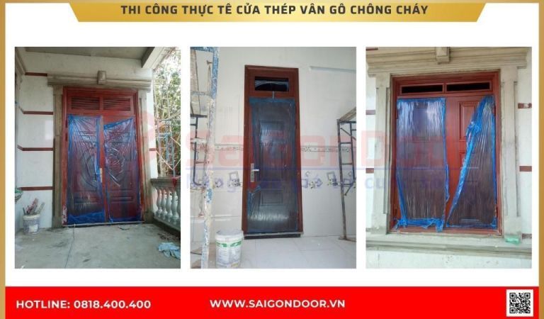 Hình ảnh thi công thực tế cửa thép chống cháy tại Cà Mau Hình ảnh thi công thực tế cửa thép chống cháy