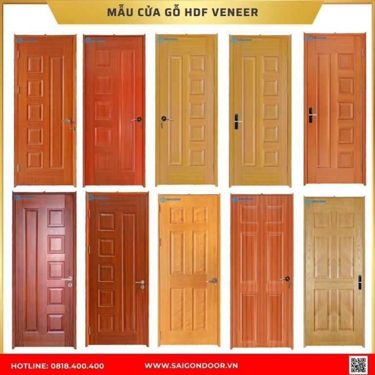 Mẫu cửa gỗ HDF được ưa chuộng tại An Giang Mẫu cửa gỗ HDF Veneer được ưa chuộng
