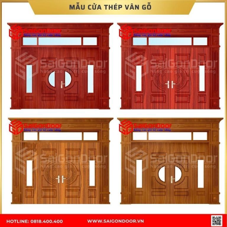 Mẫu cửa thép vân gỗ được ưa chuộng tại Vĩnh Long Mẫu cửa thép vân gỗ được ưa chuộng