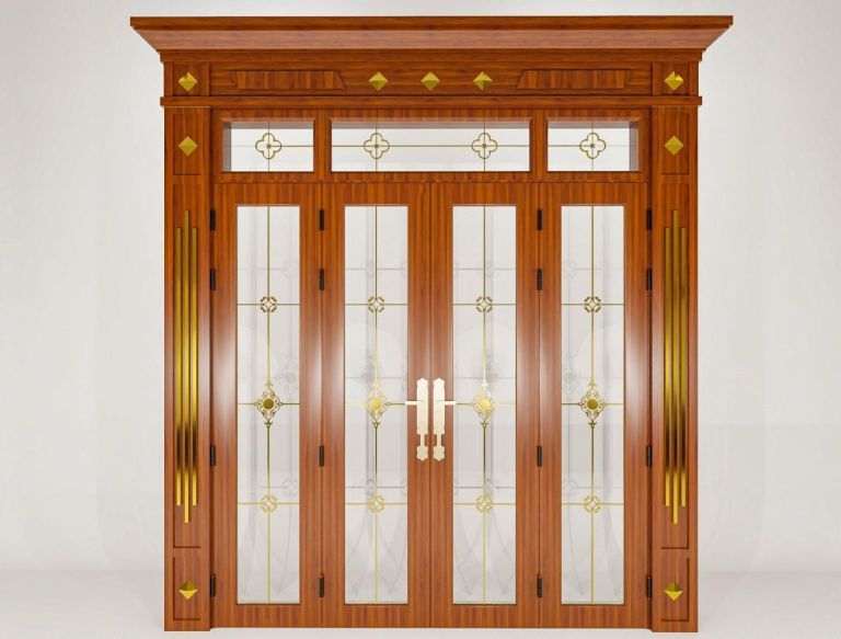 Cửa nhôm vân gỗ 4 cánh được thiết kế với 4 cánh mở