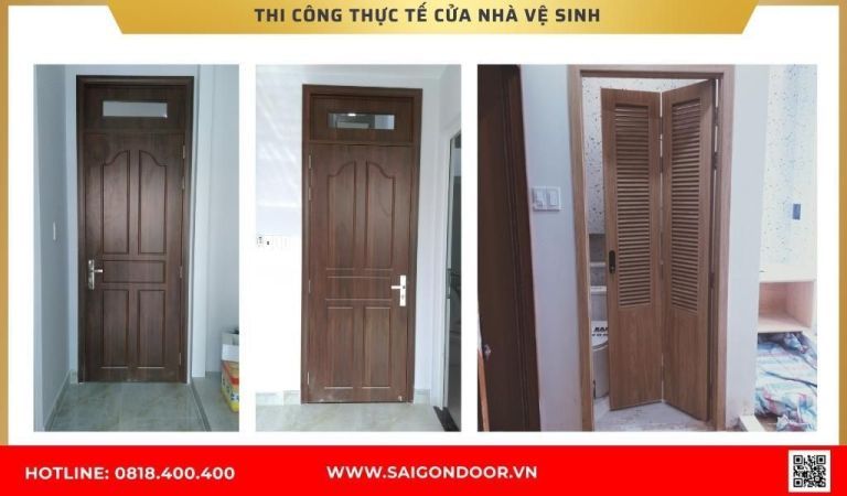Hình ảnh thi công thực tế cửa nhà vệ sinh tại Bình Phước Hình ảnh thi công thực tế cửa nhà vệ sinh