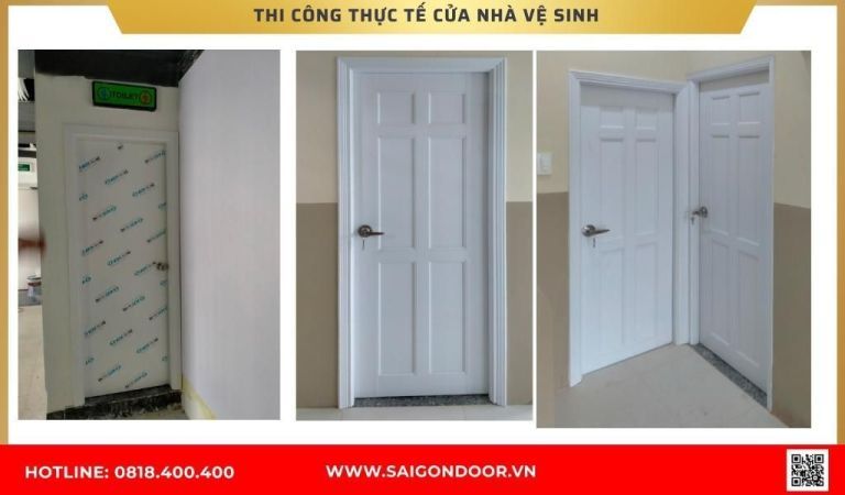 Hình ảnh thi công thực tế cửa nhà vệ sinh tại Sóc Trăng Hình ảnh thi công thực tế cửa nhà vệ sinh