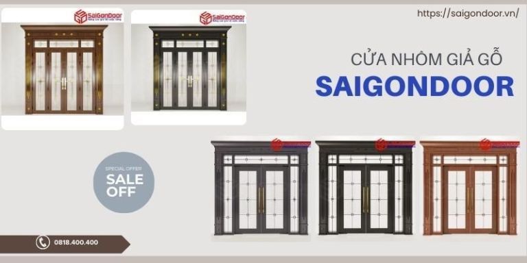 Cửa Nhôm Giả Gỗ - Cập Nhật Bảng Giá Mới Nhất Tháng 11/2024 20 Cửa nhôm giả gỗ mẫu 4 cánh