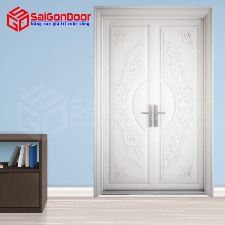 cửa sắt giả vân gỗ tại quận 5 Cửa sắt giả vân gỗ màu trắng phong cách hiện đại