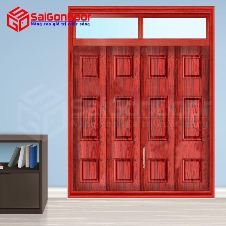 cửa sắt giả vân gỗ tại quận 5 Cửa sắt vân gỗ màu nâu đậm