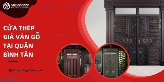 Cửa thép giả vân gỗ tại Quận Bình Tân