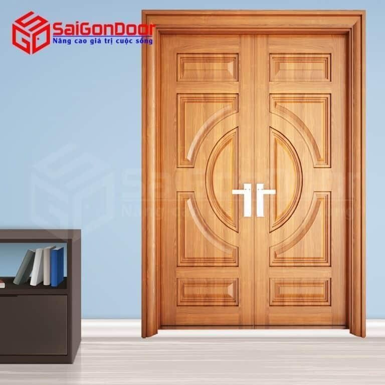 cửa thép giả gỗ Đồng Tháp Mẫu cửa thép vân gỗ 2 cánh