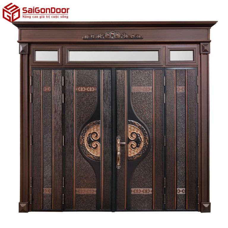 Có Nên Lắp Đặt Cửa Sắt Giả Gỗ Tại Quận 3 Không? 19 Mẫu cửa sắt giả gỗ 4 cánh đều hiện đang rất được ưa chuộng