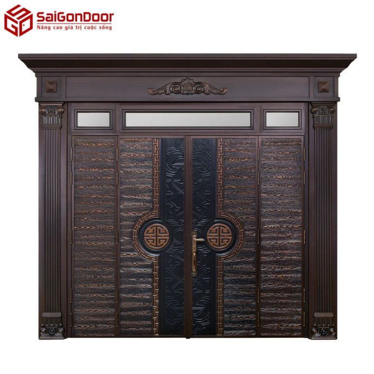 Có Nên Lắp Đặt Cửa Sắt Giả Gỗ Tại Quận 3 Không? 15 Mẫu cửa sắt giả vân gỗ 4 cánh lệch hiện đại
