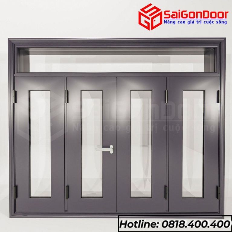 Mẫu cửa nhôm vân gỗ 4 cánh Mẫu cửa nhôm vân gỗ 4 cánh