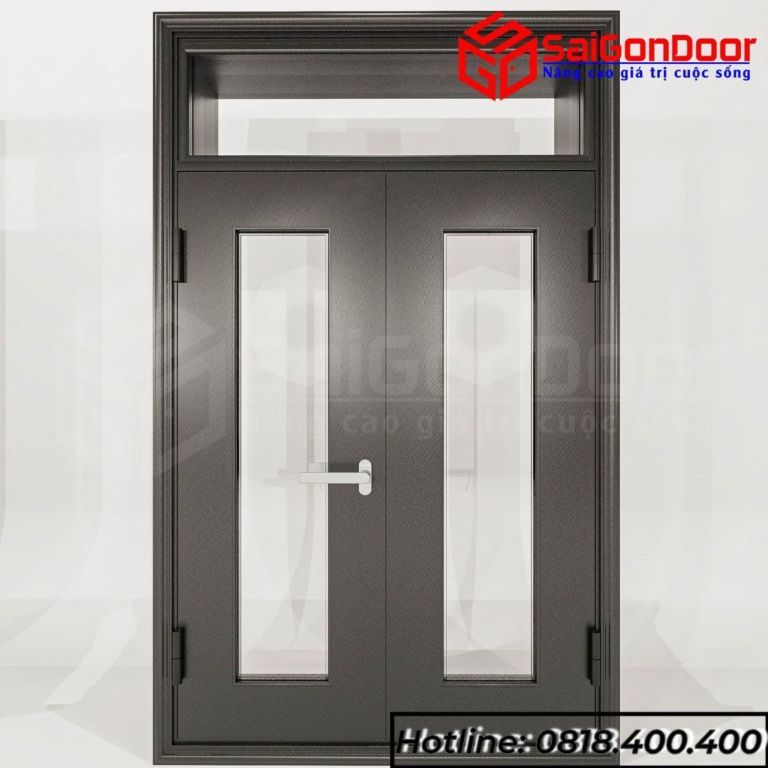 Mẫu cửa nhôm vân gỗ 2 cánh Mẫu cửa nhôm vân gỗ 2 cánh