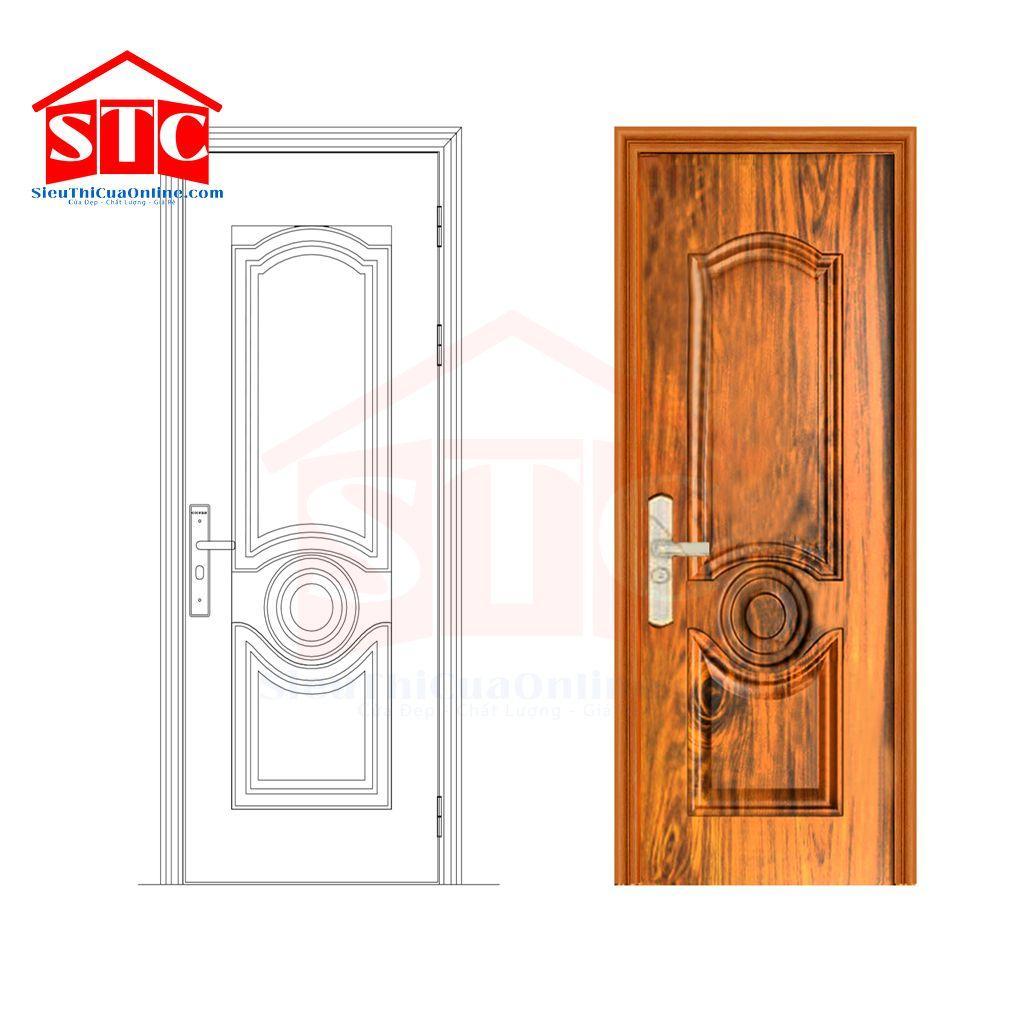 Cửa thép vân gỗ biệt thự GS1H18