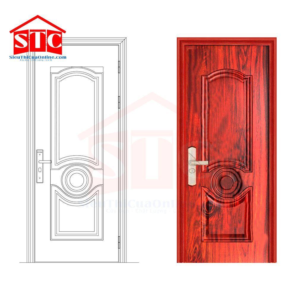 Cửa thép vân gỗ biệt thự GS1H19 Màu vàng