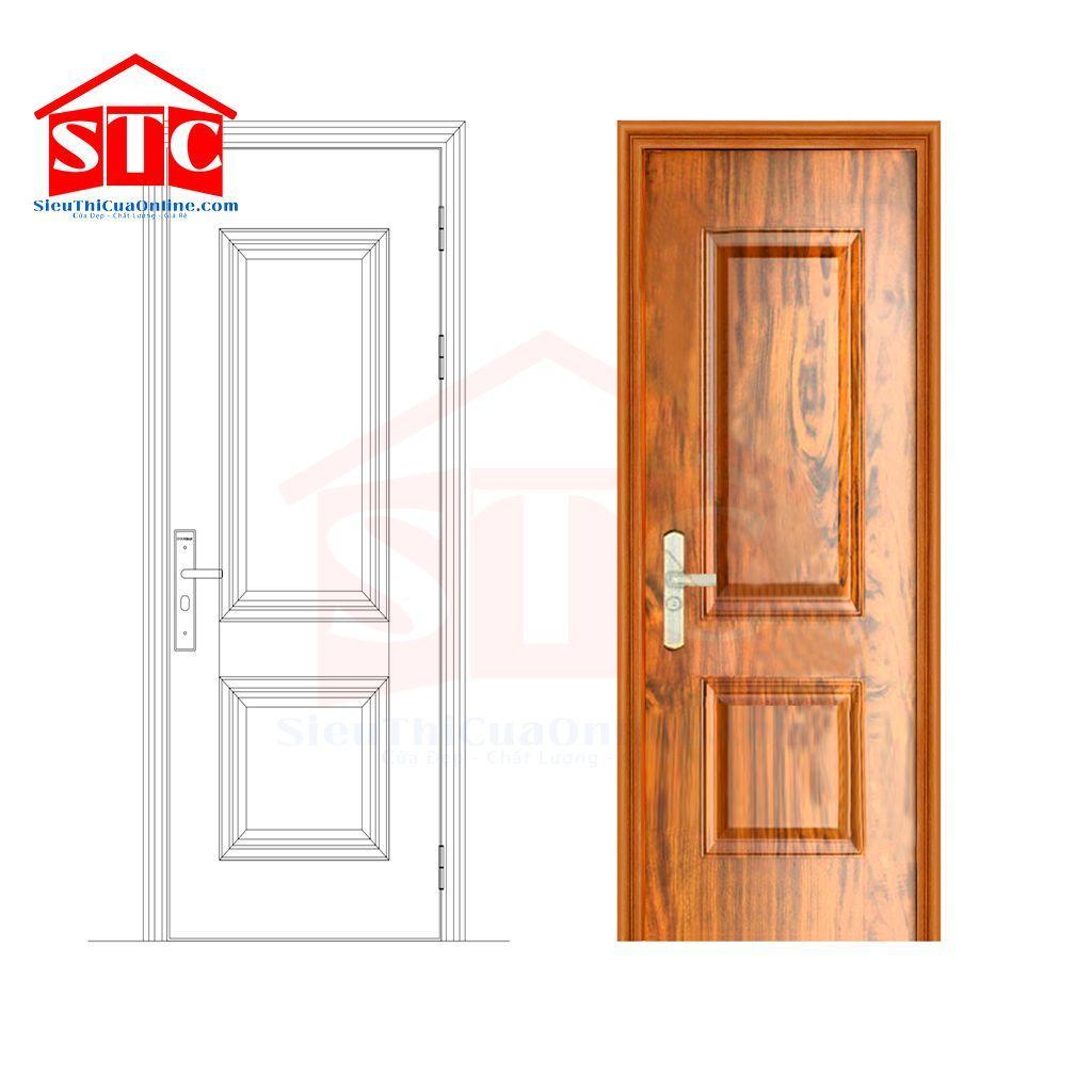 Cửa thép vân gỗ biệt thự GS1H19