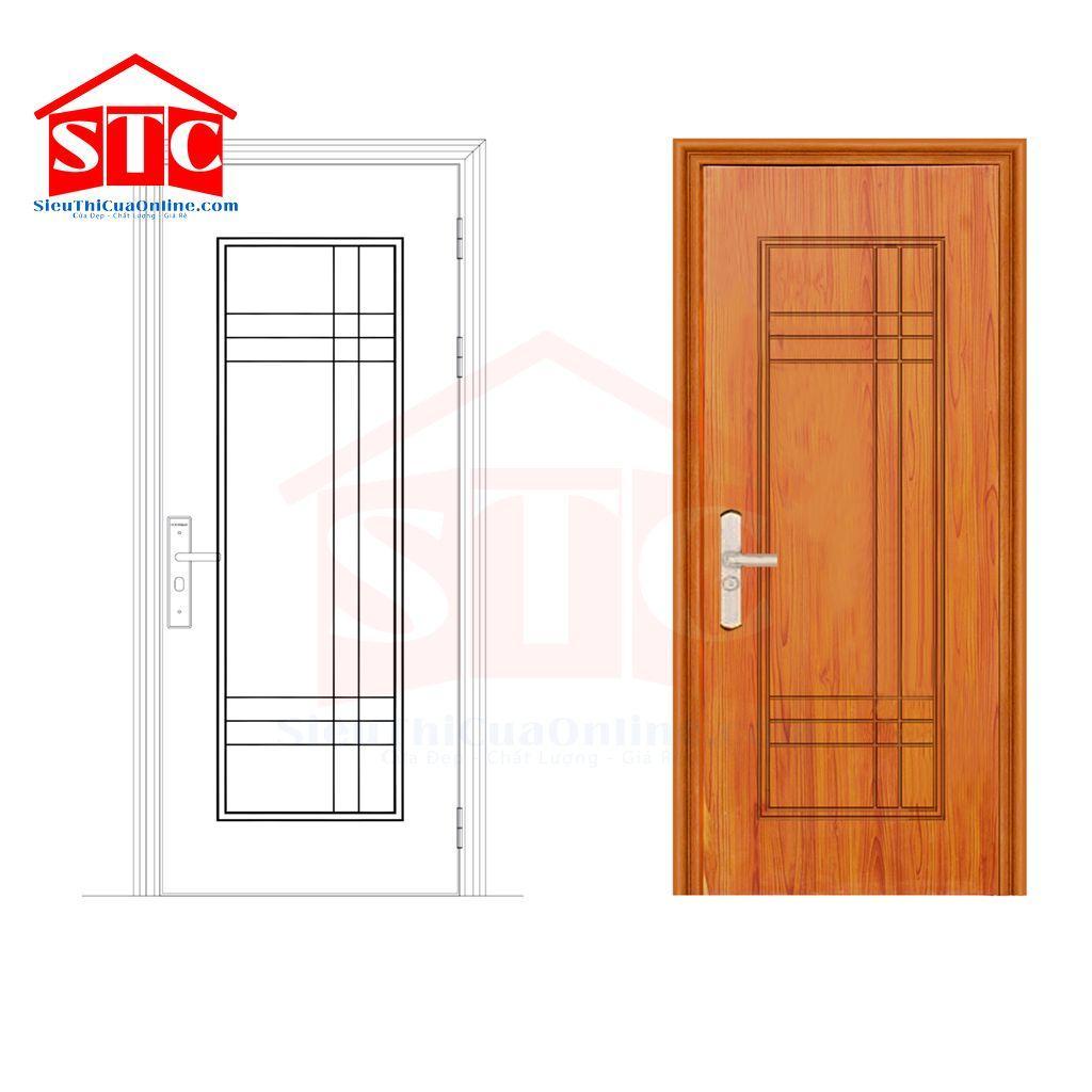 Cửa thép vân gỗ biệt thự GS1H6 Màu vàng
