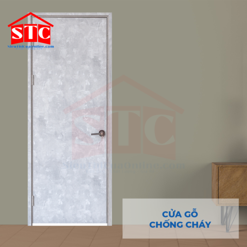 Cửa gỗ chống cháy GCC MDF Melamine P1 Vân kẽm