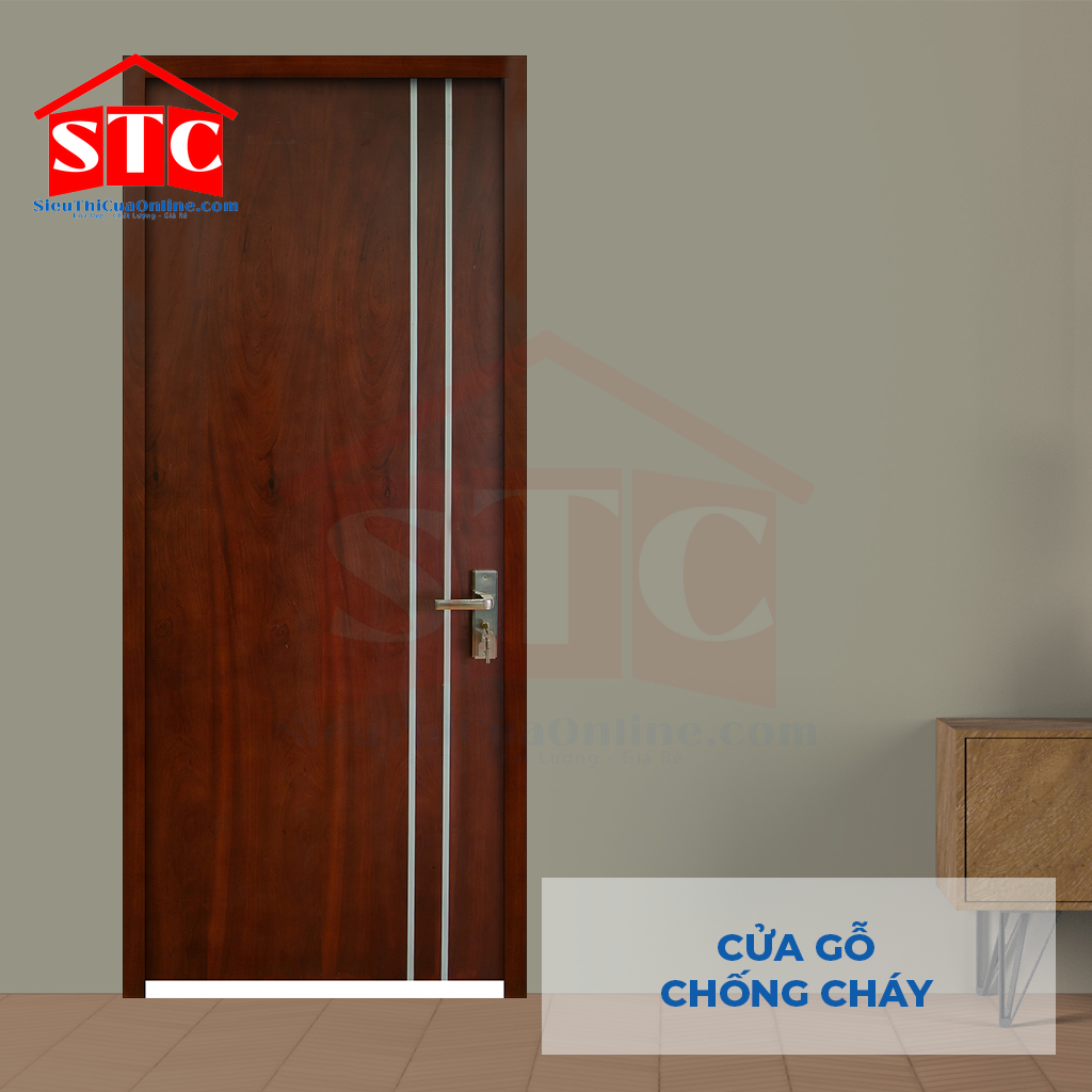 Cửa gỗ chống cháy GCC MDF Veneer P1R2 Căm Xe