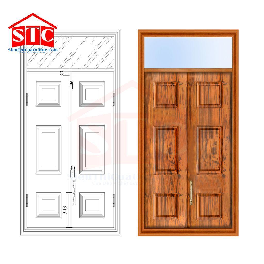 Cửa sổ thép vân gỗ CS2H11-OT màu vàng