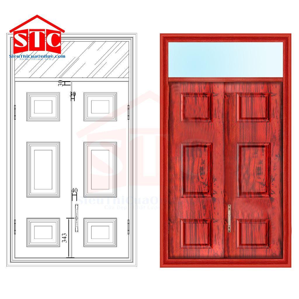 Cửa sổ thép vân gỗ CS2H11-OT